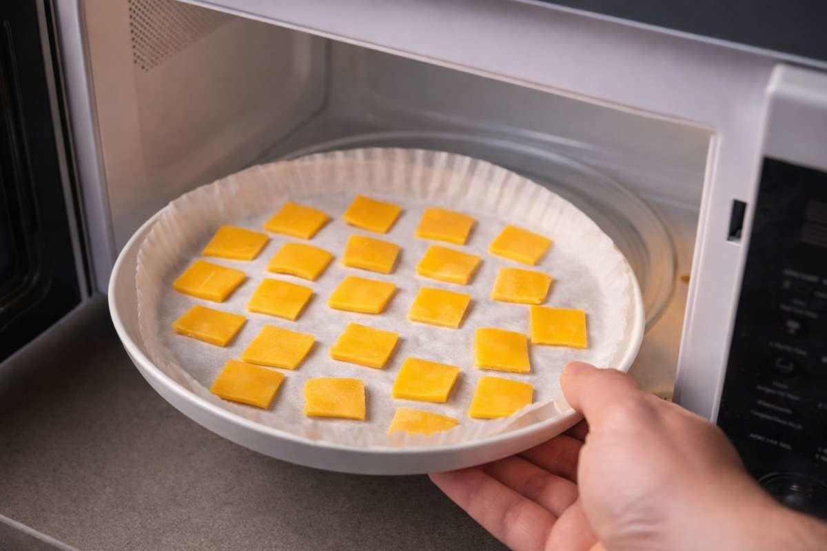 조각낸 치즈를 전자레인지 안에 넣기. 기사 내용 토대로 AI툴 활용해 제작한 자료사진.