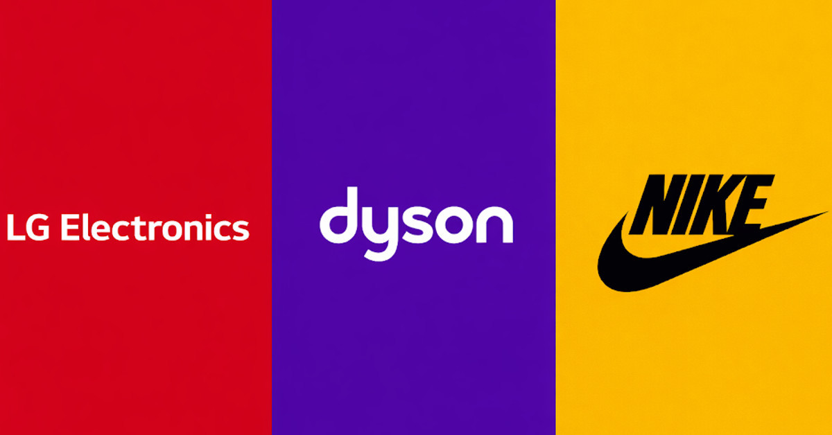 LG전자, 다이슨, 나이키 로고. 기사 이해를 돕기 위해 AI로 제작한 이미지.