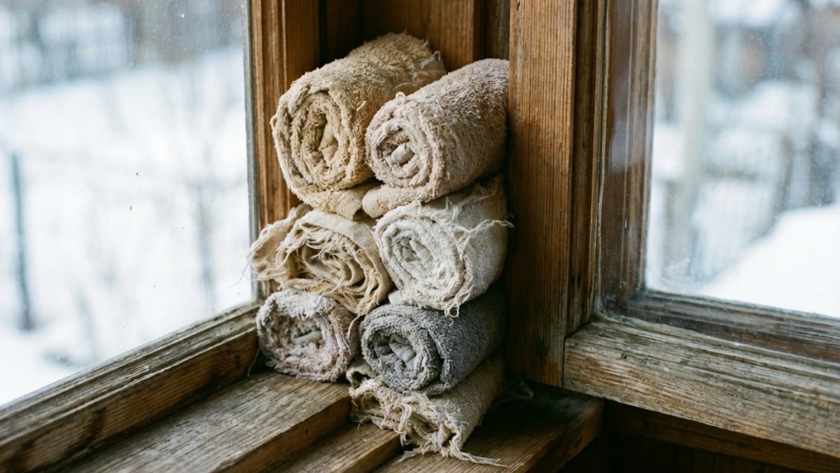 수건을 문풍지로 활용한 모습 / 기사 내용을 바탕으로 제작한 AI 이미지