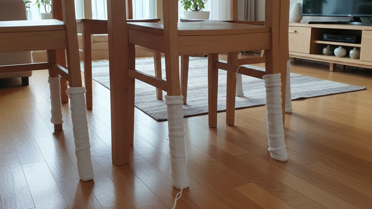 의자 다리에 양말을 꽂은 모습 (AI 사진)