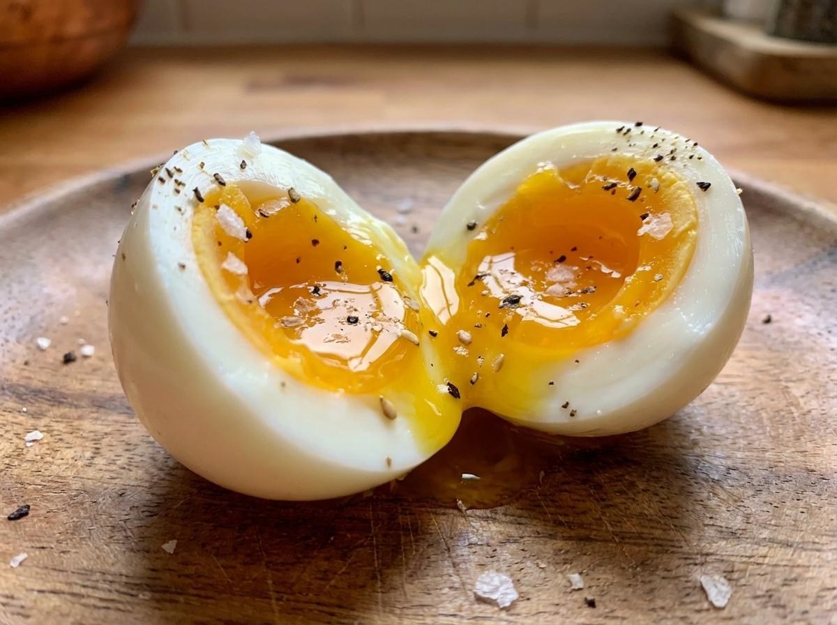 [삽화] 삶은 계란에 후추와 소금, 오일을 뿌린 모습. AI가 생성한 자료사진.