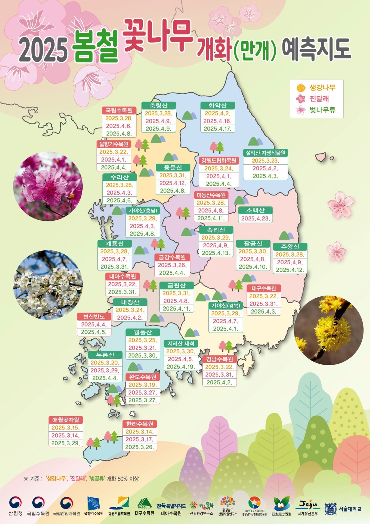 '2026년 봄철 꽃나무 개화 예측지도'. / 산림청 제공