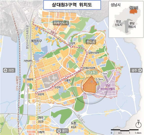 상대원3구역 위치도. / 성남시