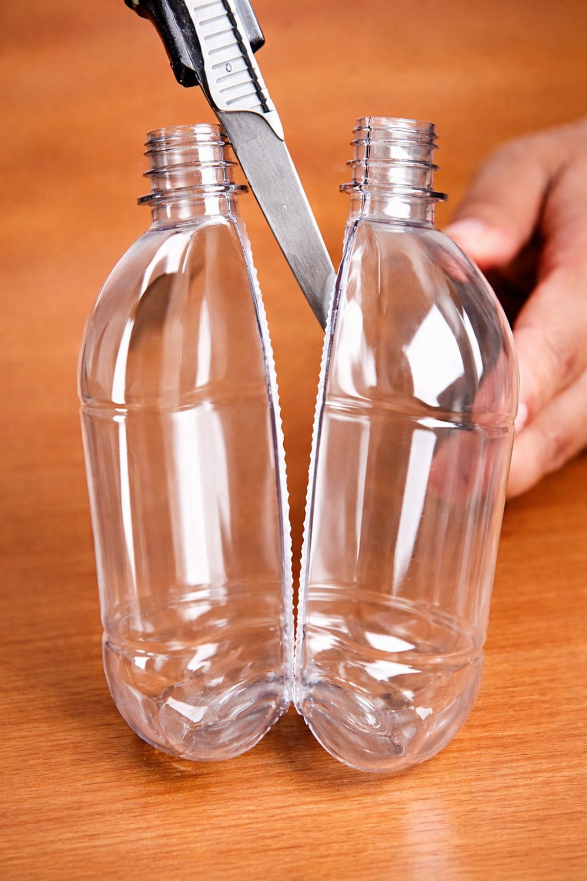 빈 페트병 반으로 가르기. 기사 내용 토대로 AI툴 활용해 제작한 자료사진.