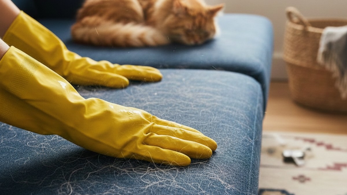 고무장갑으로 청소하는 모습 / 기사 내용을 바탕으로 제작한 AI 이미지