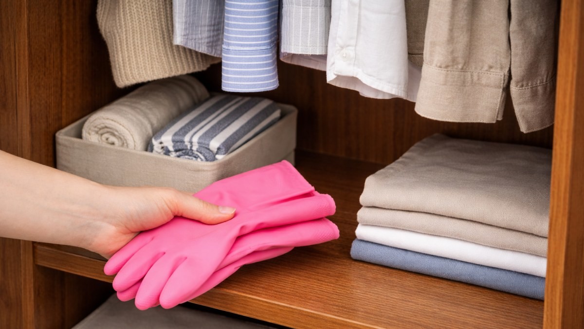 고무장갑을 옷장에 넣는 모습 / 기사 내용을 바탕으로 제작한 AI 이미지