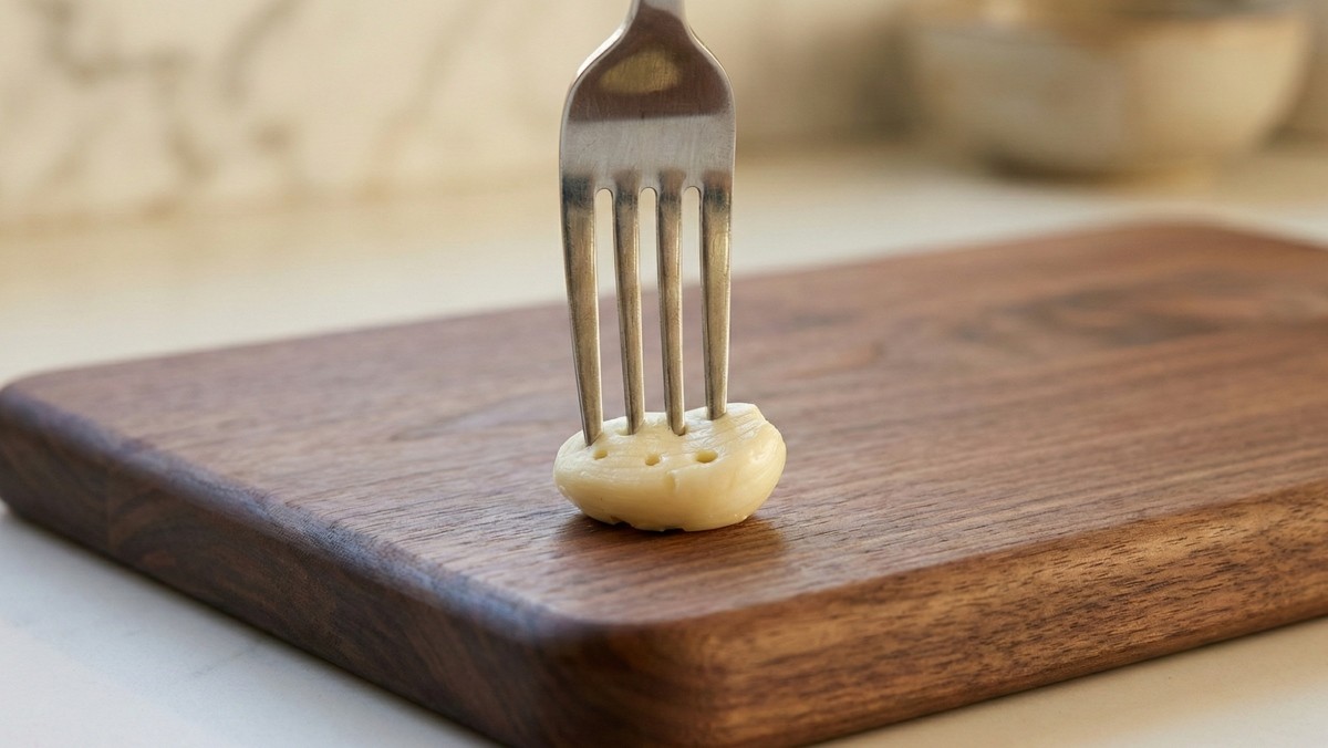 기사를 바탕으로 AI가 생성한 자료사진. 마늘 한두 알을 다지기 위해 손질이 필요할 때 포크가 유용하다.