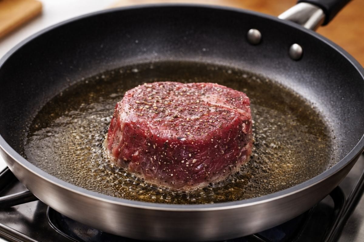 집에서 스테이크 굽기. 기사 내용 토대로 AI툴 활용해 제작한 자료사진.