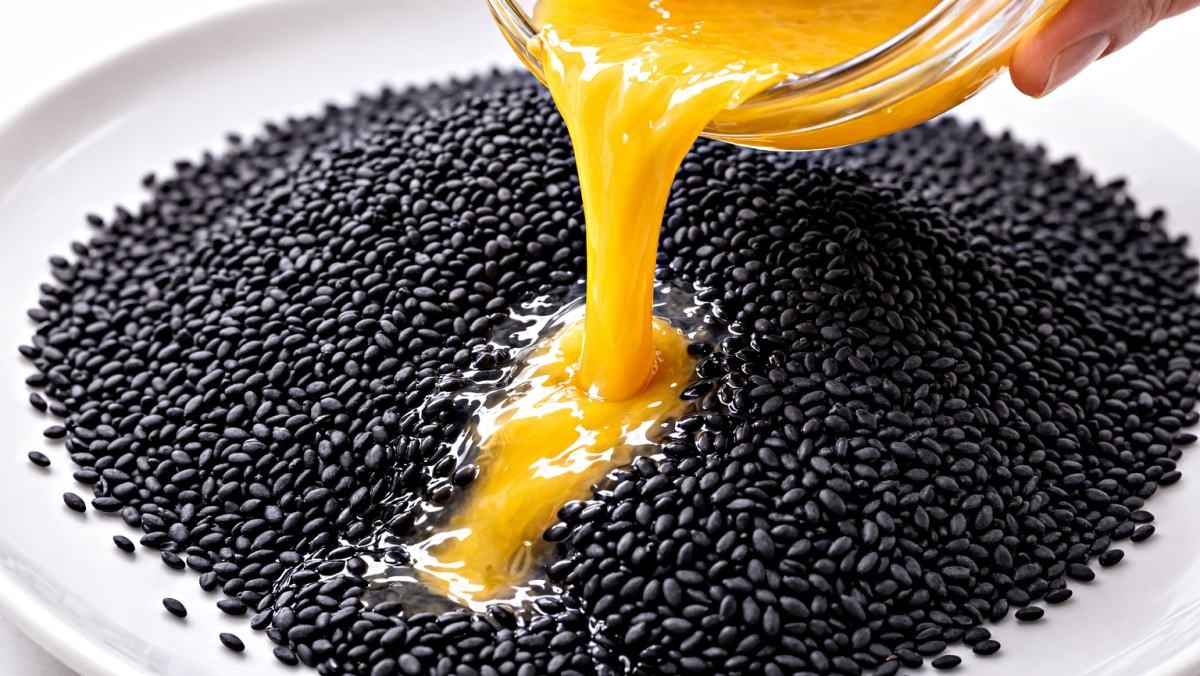 '검은깨에 계란물을...' 기사 내용 토대로 AI툴 활용해 제작한 자료사진.