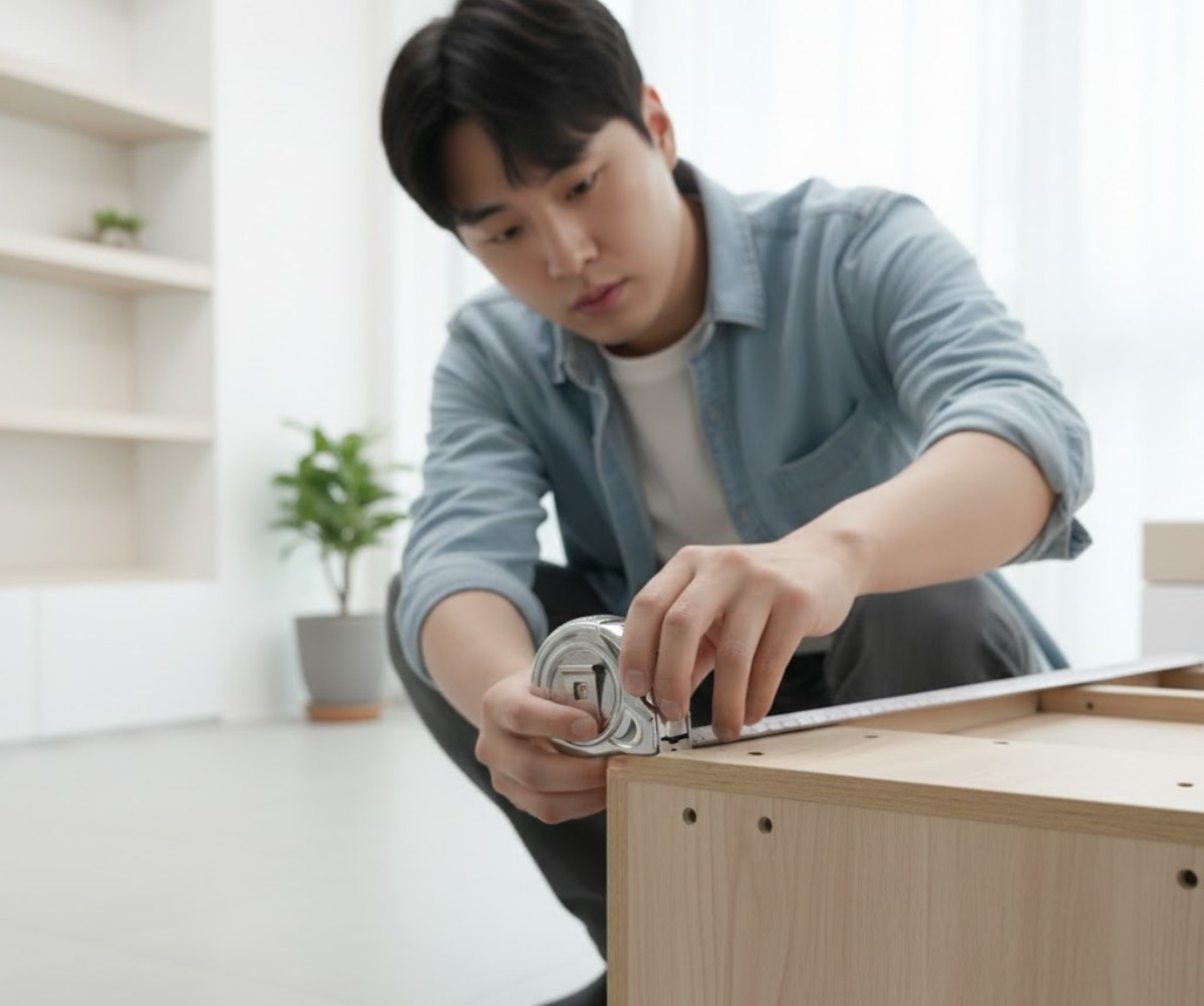 줄자를 사용해 물체의 길이를 재는 모습. AI가 생성한 자료사진.