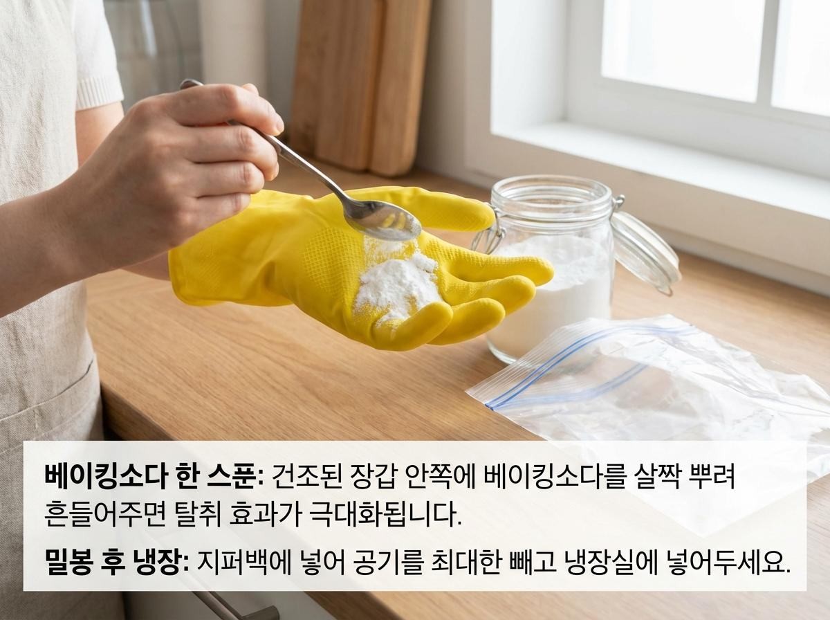 고무장갑 깨끗하게 오래 잘 쓰는 팁. 기사 내용 토대로 AI툴 활용해 제작한 자료사진.
