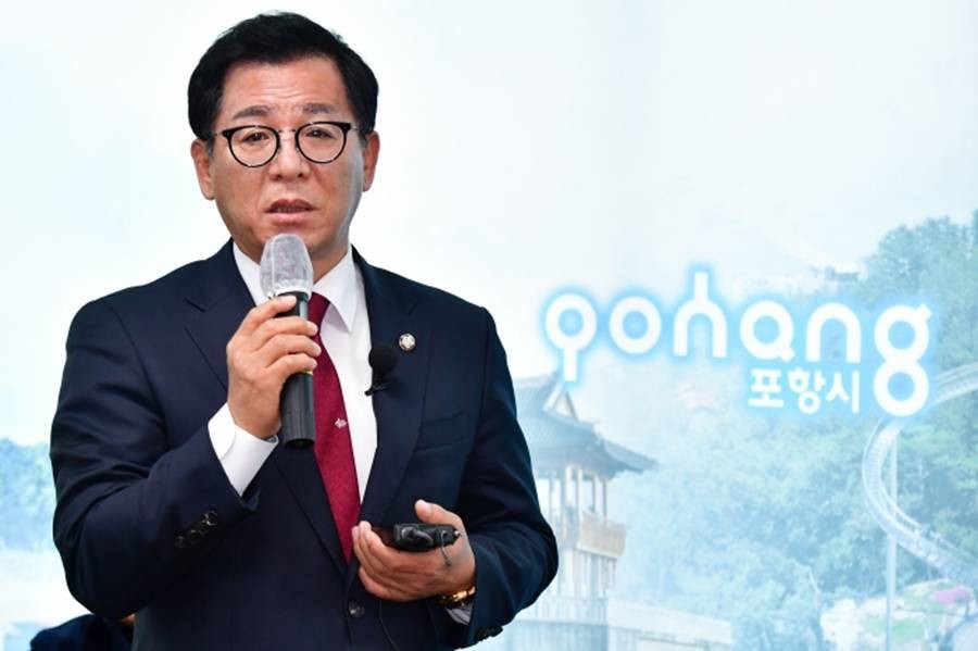 이상휘 국회의원(국민의힘, 포항남·울릉) 25일 포항시청 기자간담회/뉴스1