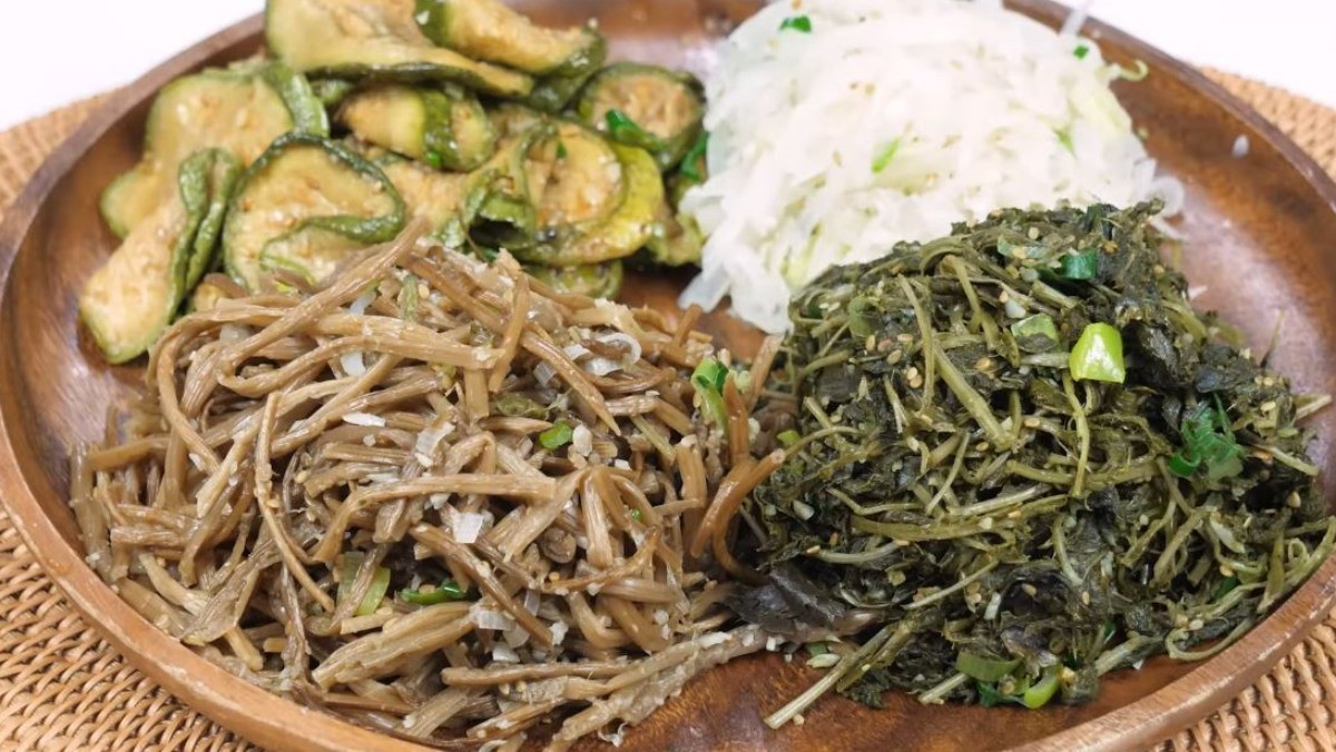 완성된 네 가지 보름나물. / 유튜브 '엄마의가정식'