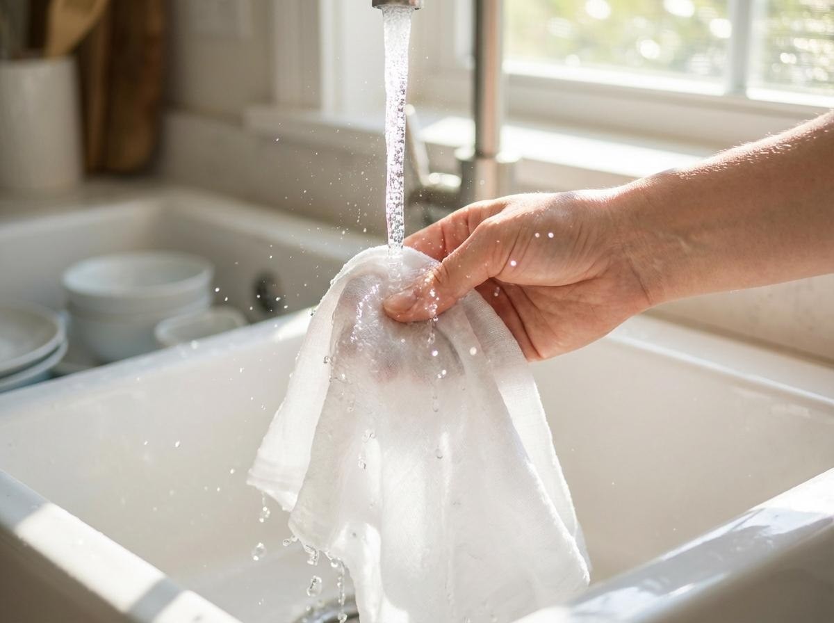 행주를 씻는 모습. AI가 생성한 이미지.