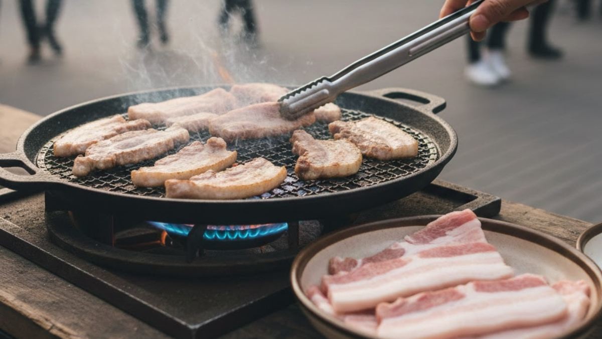 삼겹살을 굽는 모습. (기사 속 축제와 직접적인 연관은 없음을 밝힙니다.) AI가 생성한 자료사진.