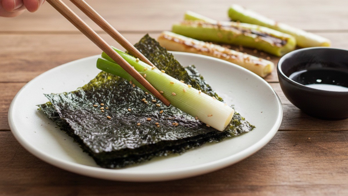 김 위에 대파를 올리는 모습 / 기사 내용을 바탕으로 제작한 AI 이미지