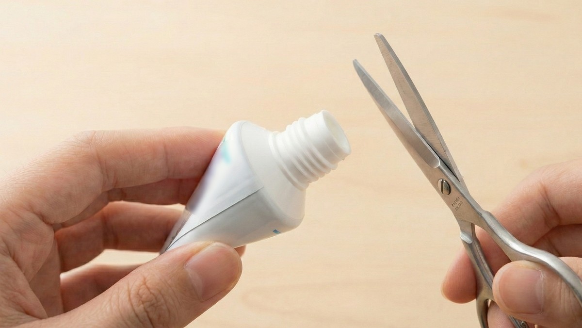 기사를 바탕으로 AI가 생성한 자료사진. 치약 입구와 뚜껑은 봉지 밀폐용으로 활용할 수 있다. 뚜껑은 임시적인 콘센트 덮개로도 이용된다.