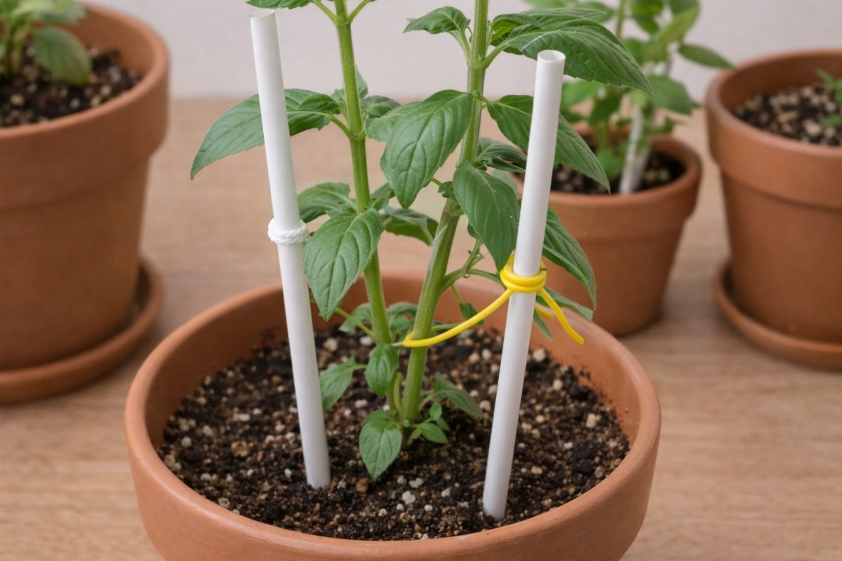 화분에 빨대를 꽂은 모습 / 기사 내용을 바탕으로 제작한 AI 이미지