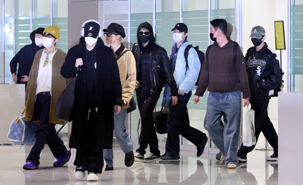 오랜만에 완전체 모습 드러낸 BTS / 뉴스1