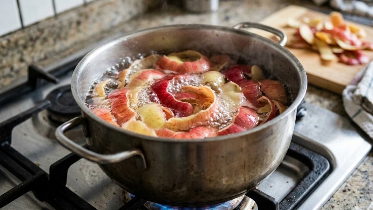 사과 껍질을 끓이는 모습 / 기사 내용을 바탕으로 제작한 AI 이미지