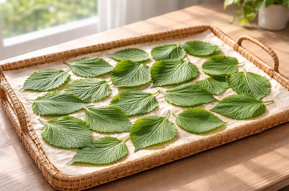 남은 깻잎을 말리는 모습. 기사 이해를 돕기 위해 AI를 활용해 제작한 자료 사진입니다. 실제 모습과 다소 차이가 있을 수 있습니다.