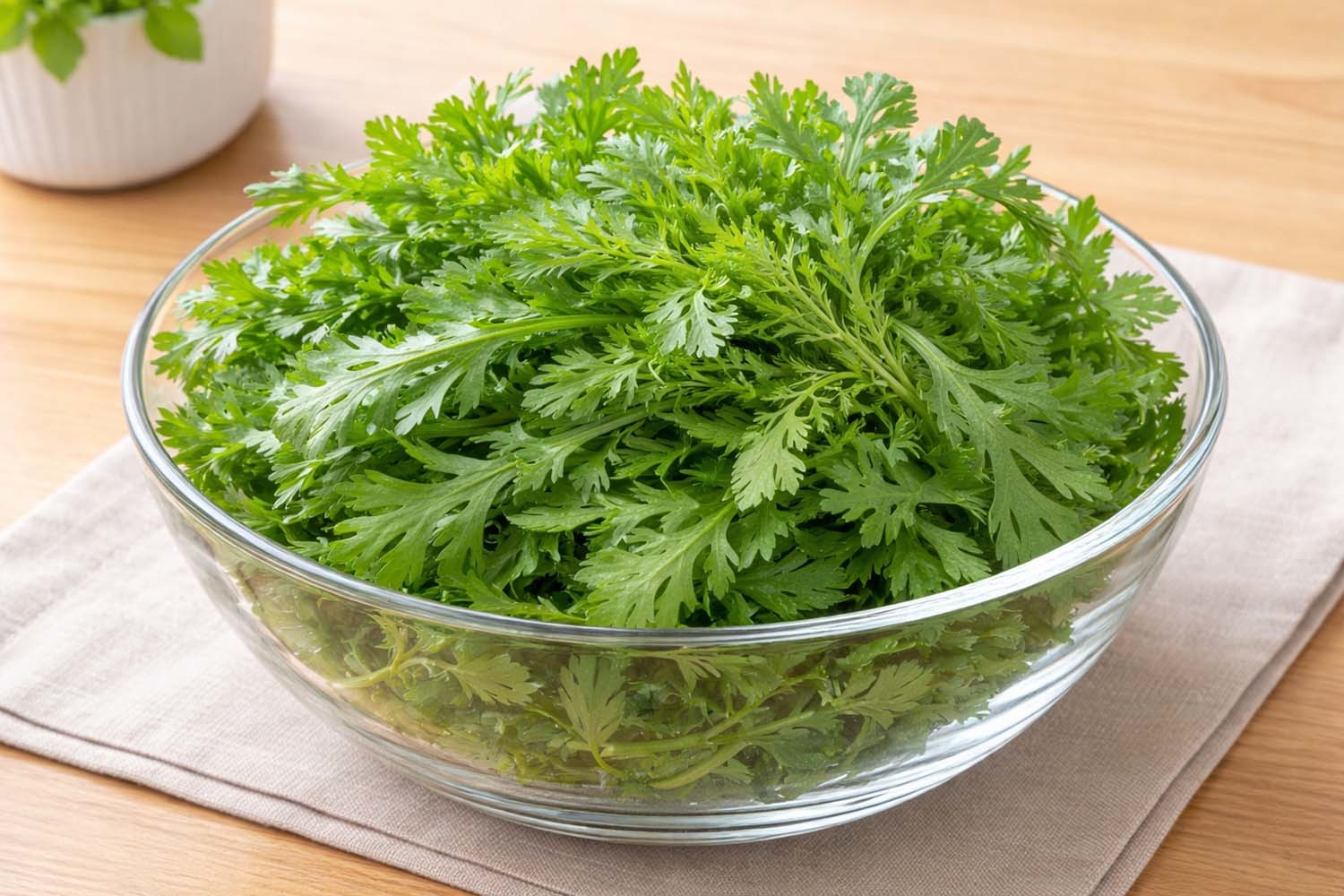 쑥갓. AI 툴로 만든 사진.