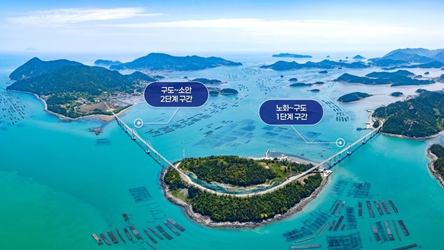 완도군, 지방 소멸 대응 기금 사업 중 하나인 노화~소안 연도교 건설 조감도