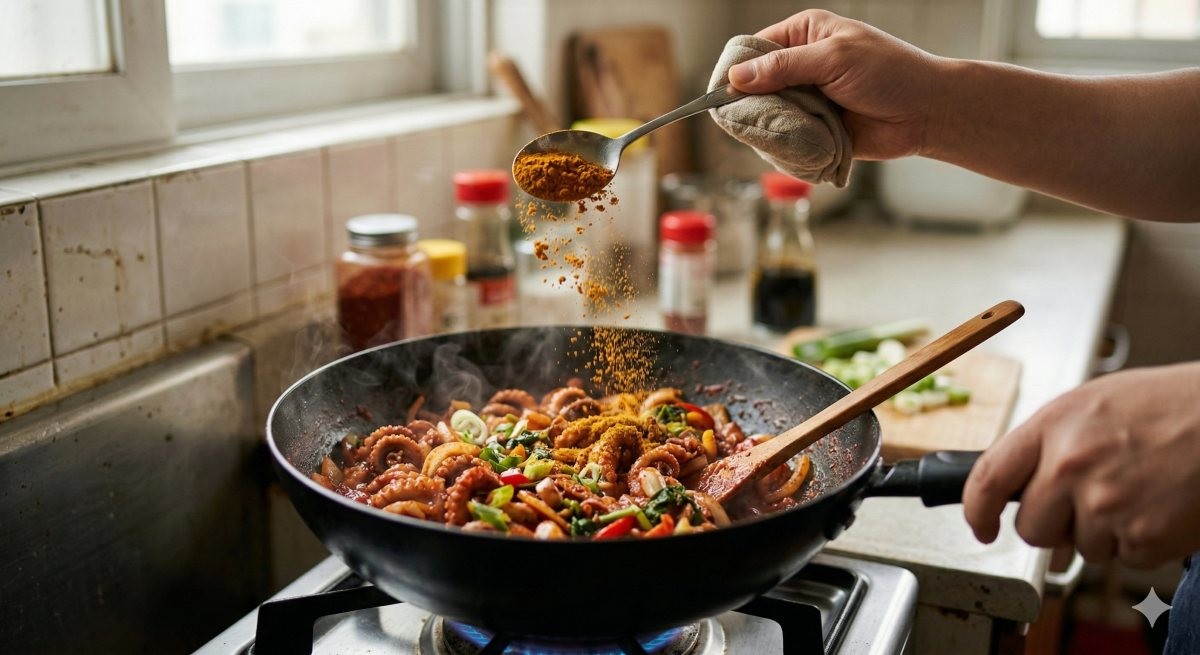 주꾸미볶음 만드는 모습 (AI 사진)