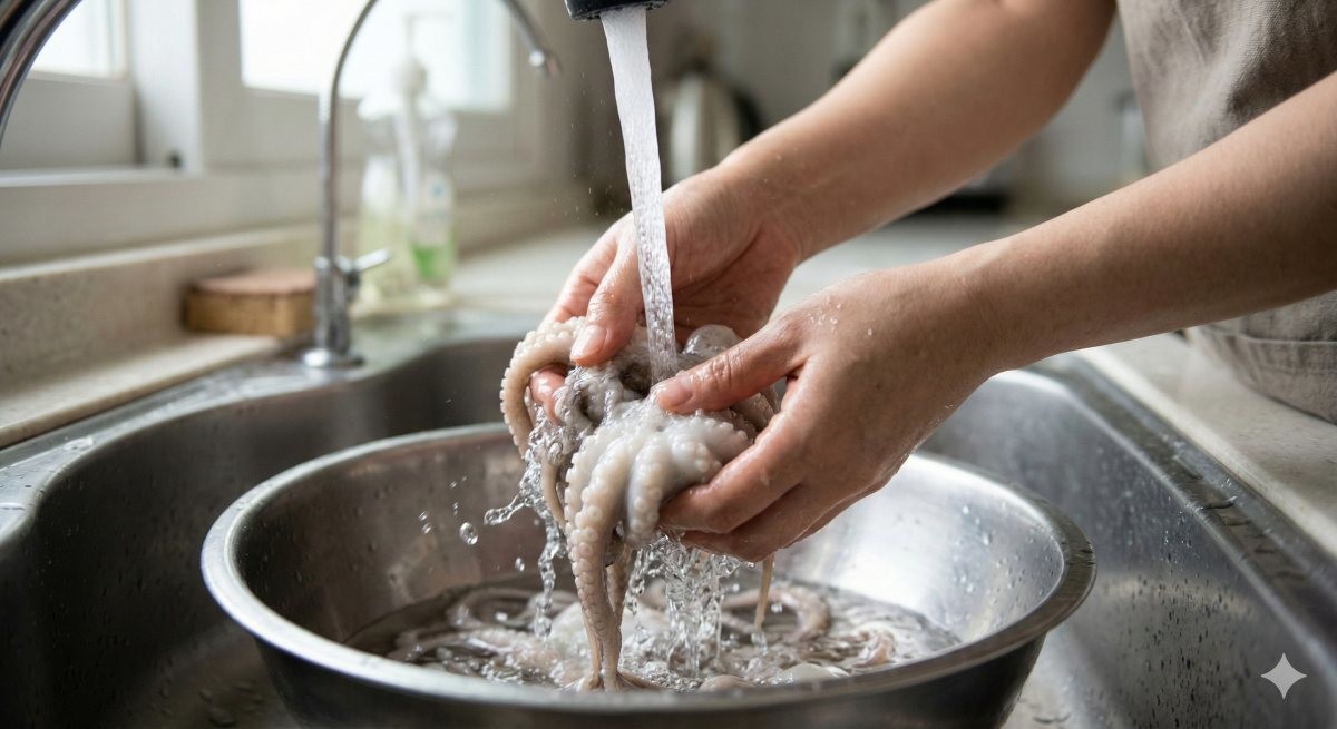 주꾸미 헹구는 모습 (AI 사진)