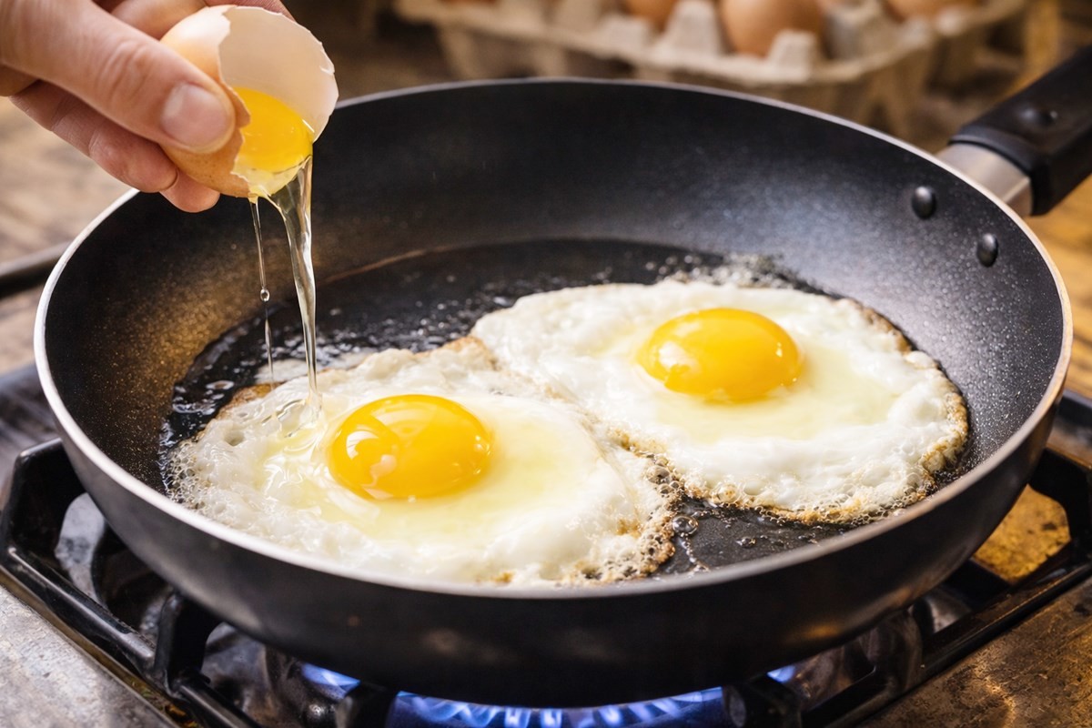 계란후라이(계란프라이)를 만드는 모습. 기사 이해를 돕기 위해 AI를 활용해 제작한 자료 사진입니다.