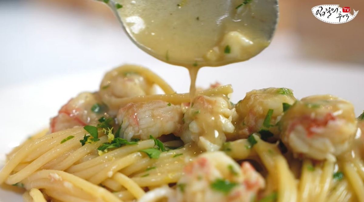 완성된 딱새우 파스타. / 유튜브 '입질의추억TV jiminTV'