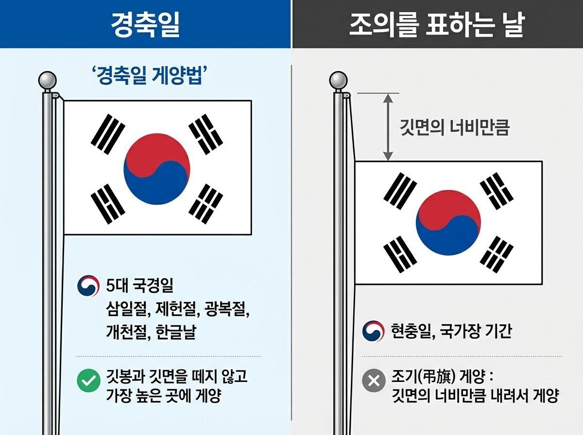 [삽화] 태극기 게양법. AI가 생성한 자료사진.