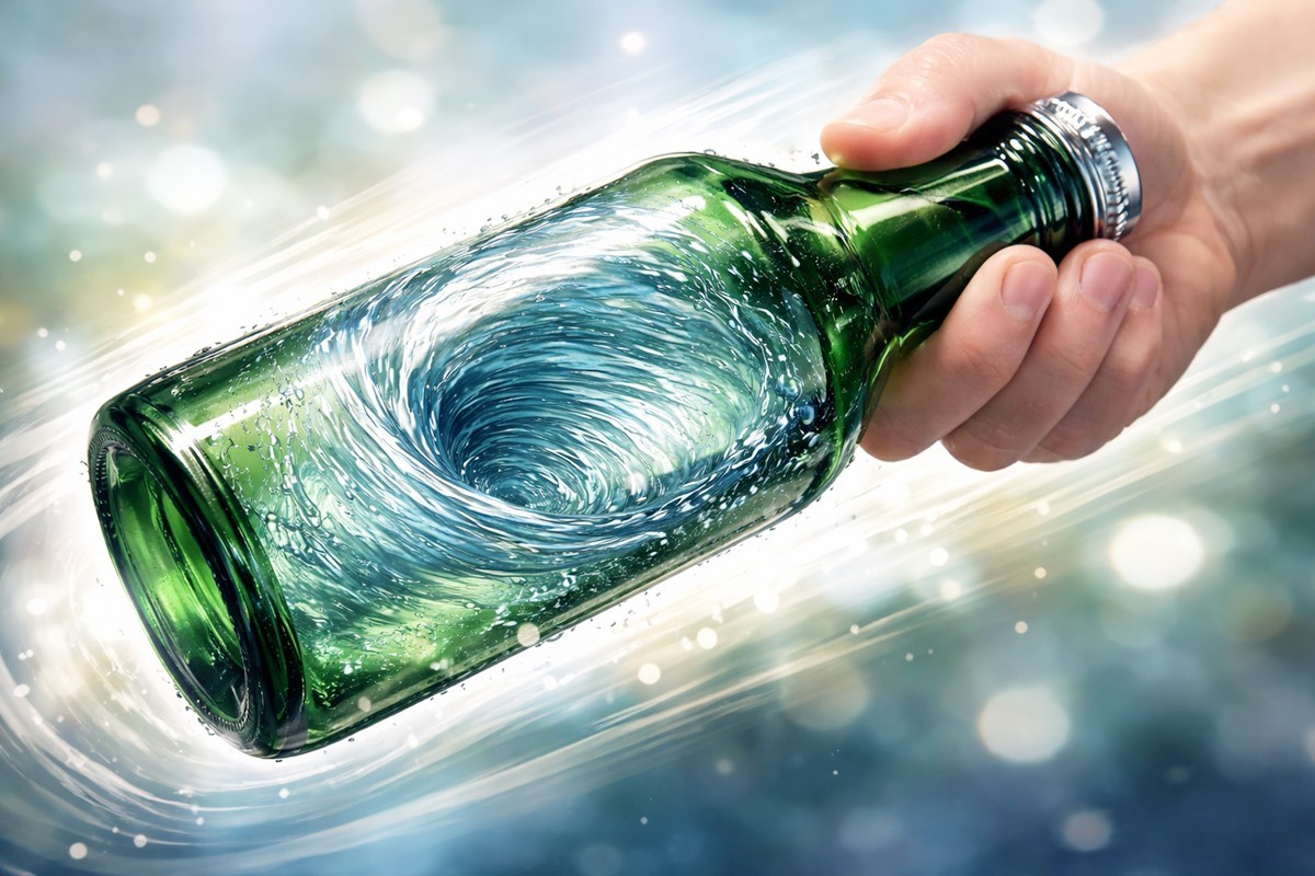 소주병을 흔드는 모습. 기사 이해를 돕기 위해 AI를 활용해 제작한 자료 사진입니다. 실제 모습과 다소 차이가 있을 수 있습니다.