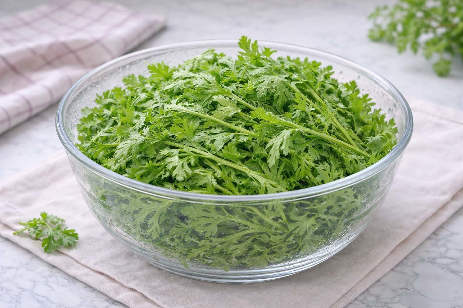 쑥갓. AI 툴로 만든 사진.