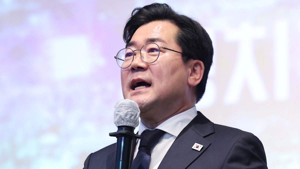 박찬대 더불어민주당 의원이 ‘인천의 힘, G3 코리아’ 출판기념회에서 발언하고 있는 모습. / 뉴스1