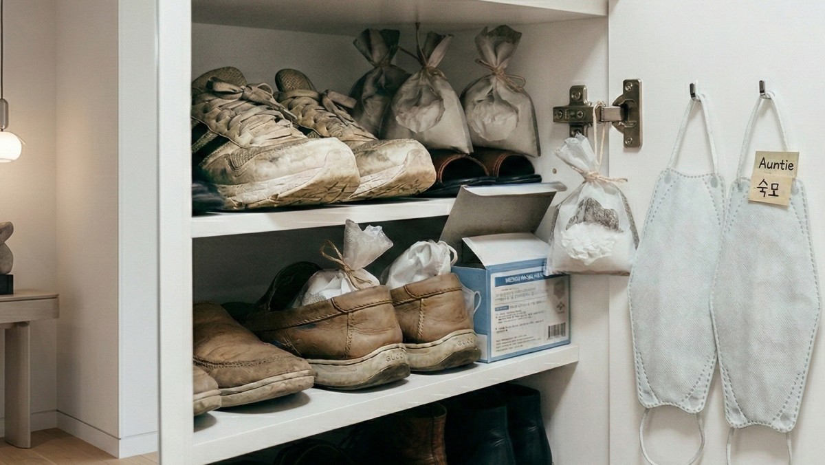 신발장에 걸려있는 마스크 (AI 사진)