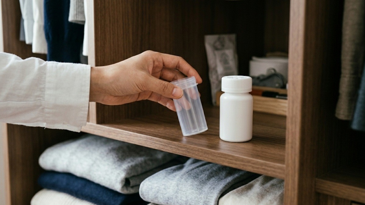 약통을 옷장에 두는 모습 / 기사 내용을 바탕으로 제작한 AI 이미지