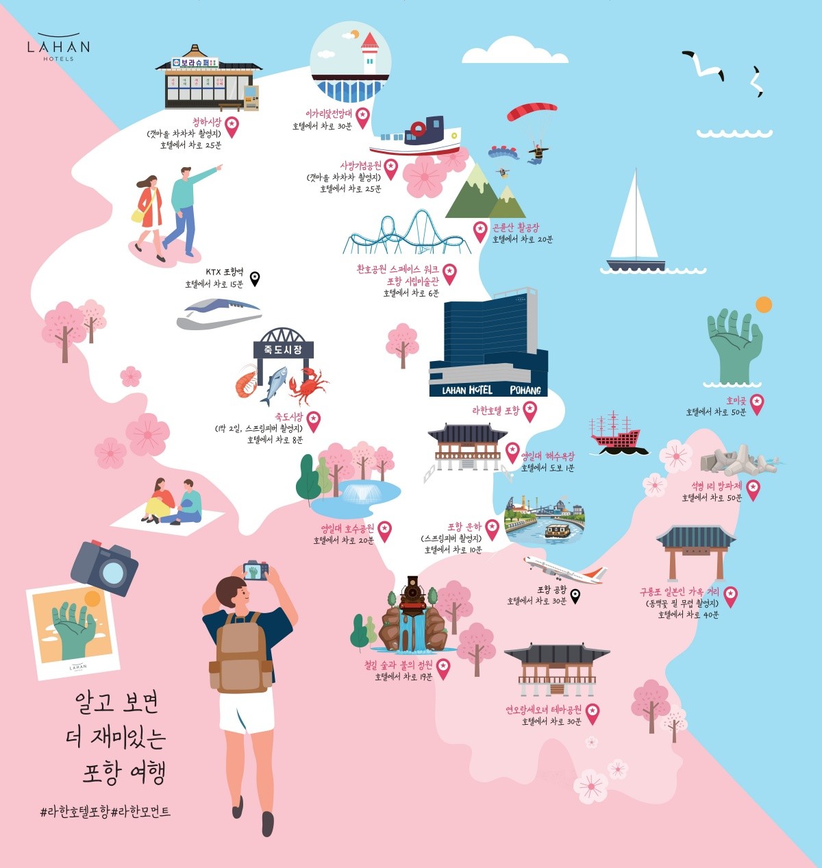포항 봄 여행 지도. / 라한호텔 제