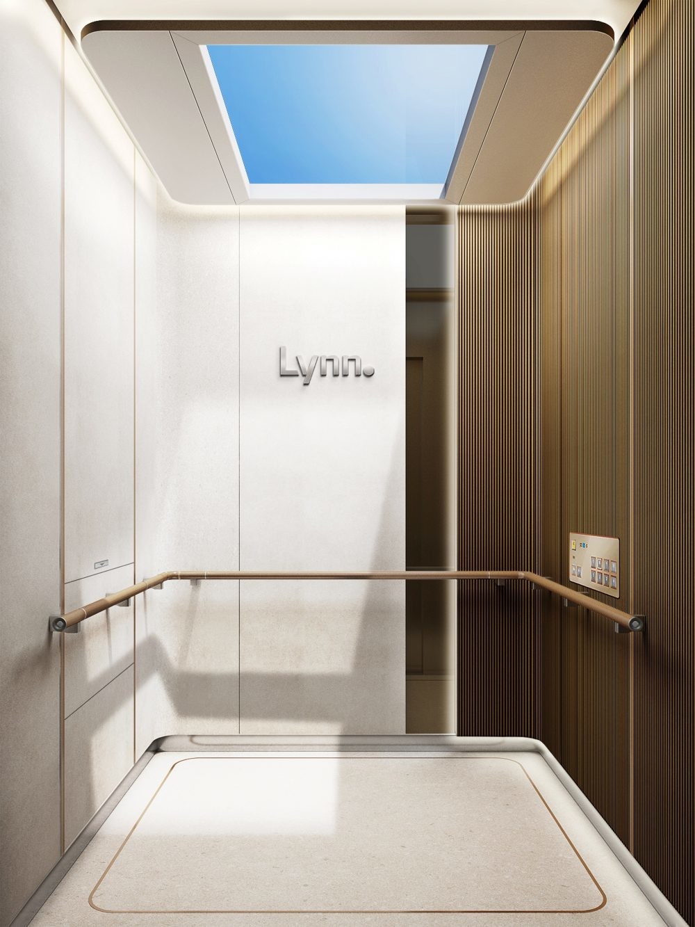 우미건설의 엘리베이터 디자인 콘셉트 '디 인피닛 챔버' 후면 이미지. / 우미건설 제공