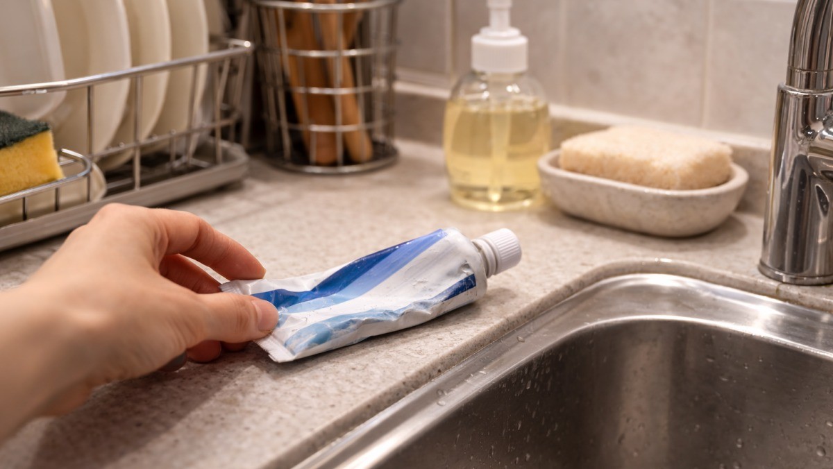 주방에 치약을 둔 모습 / 기사 내용을 바탕으로 제작한 AI 이미지