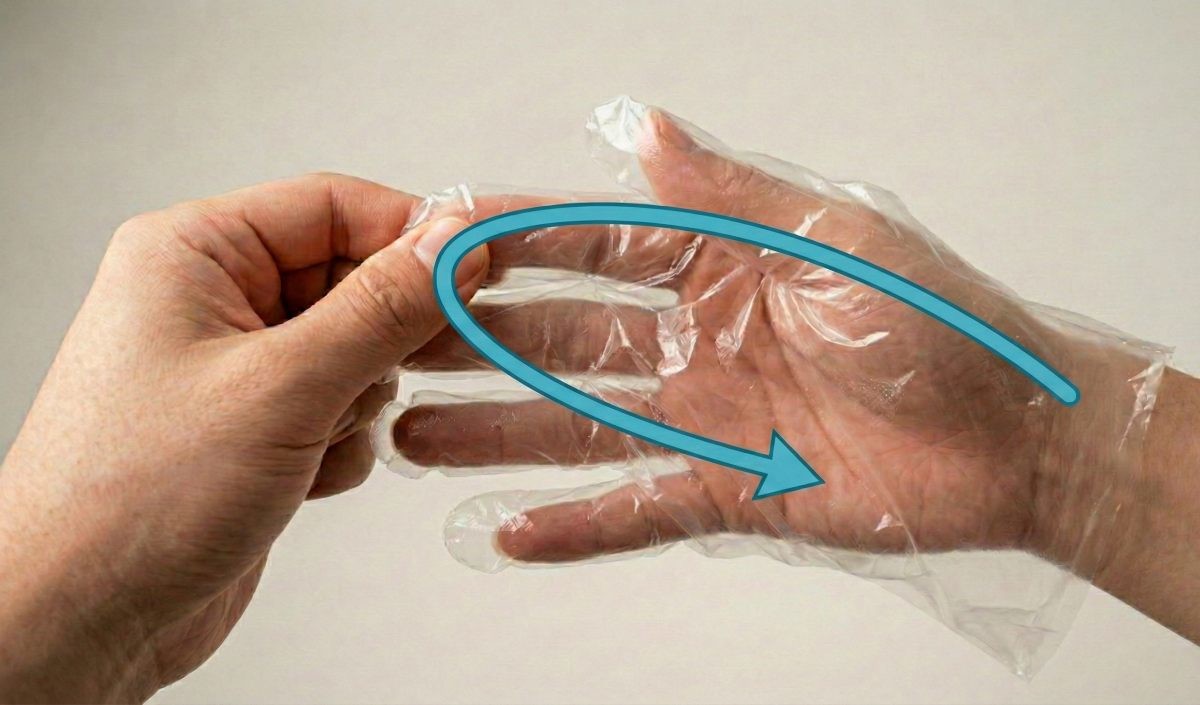 비닐장갑 뒤집어 쓰기 '꿀팁'. 기사 내용 토대로 AI툴 활용해 제작한 자료사진.