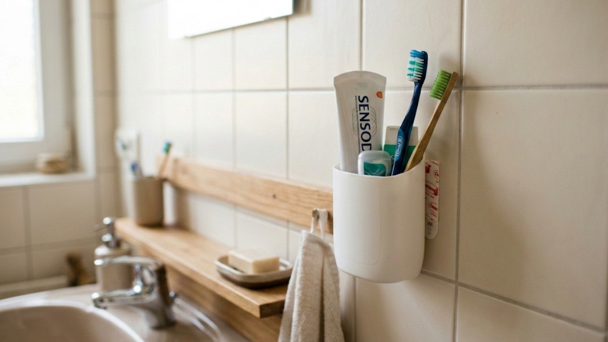 로션통을 화장실에서 활용하는 모습 / 기사 내용을 바탕으로 제작한 AI 이미지