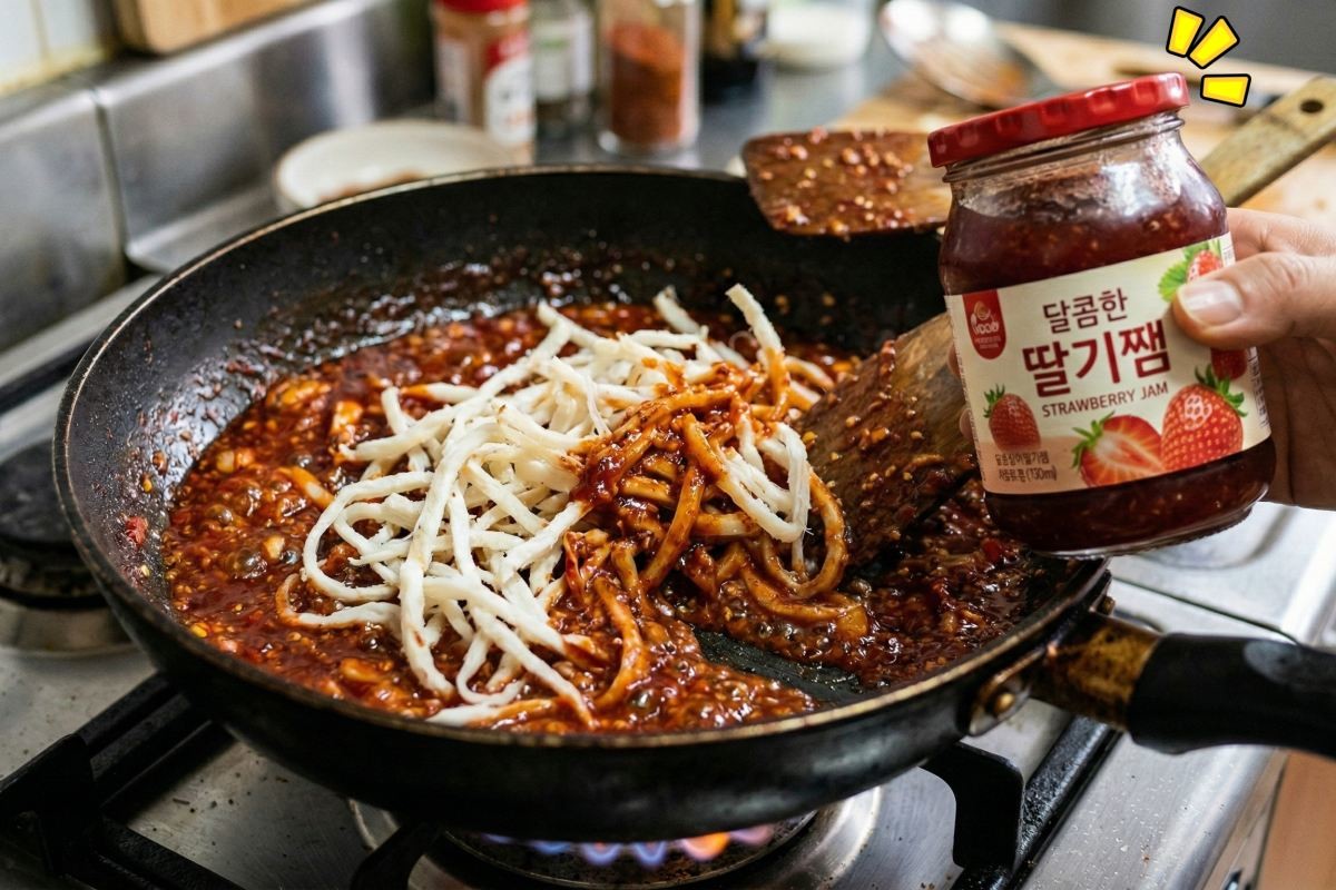 진미채볶음에 의외로 찰떡인 '딸기잼'. 기사 내용 토대로 AI툴 활용해 제작한 자료사진.