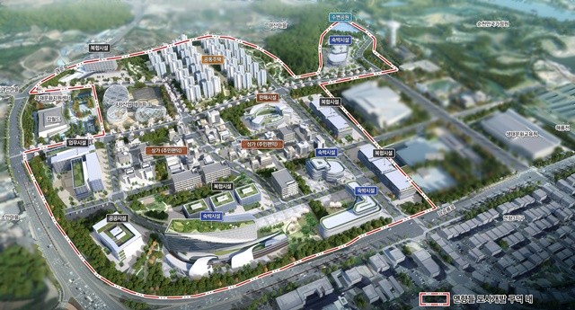 순천시가 우주항공산업진흥원의 입지 후보지로 제시한 연향들 도시개발사업 조감도