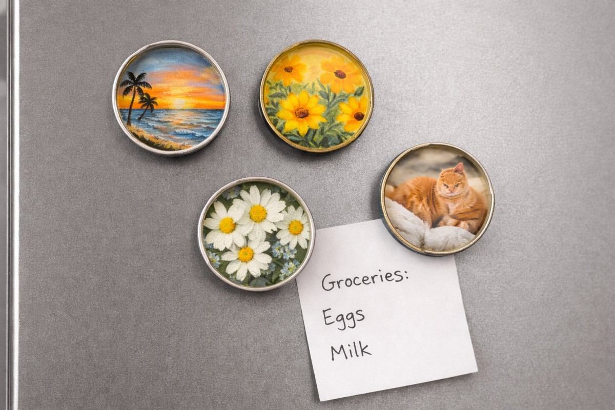 잼뚜껑을 냉장고에 붙인 모습 / 기사 내용을 바탕으로 제작한 AI 이미지