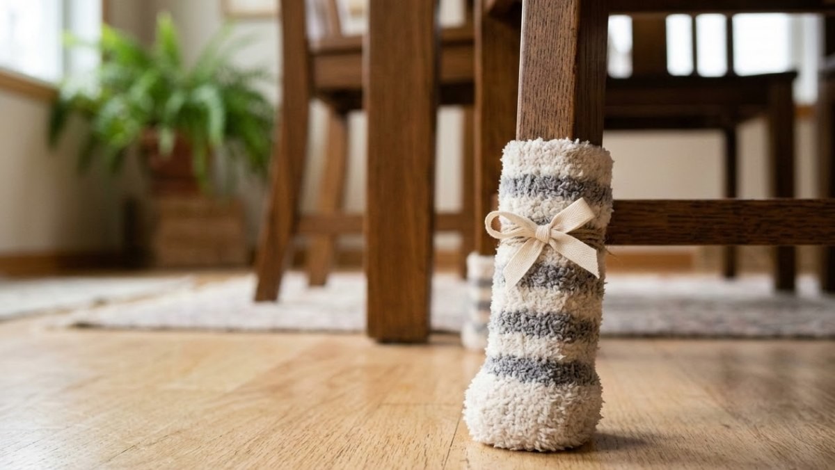 수면 양말을 의자에 활용한 모습 / 기사 내용을 바탕으로 제작한 AI 이미지