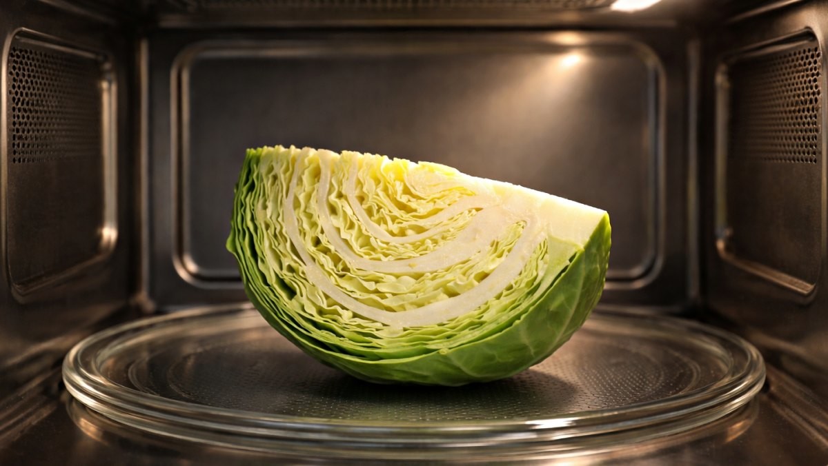 전자레인지에 양배추 반의 반통 돌리기. 기사 내용 토대로 AI툴 활용해 제작한 자료사진.
