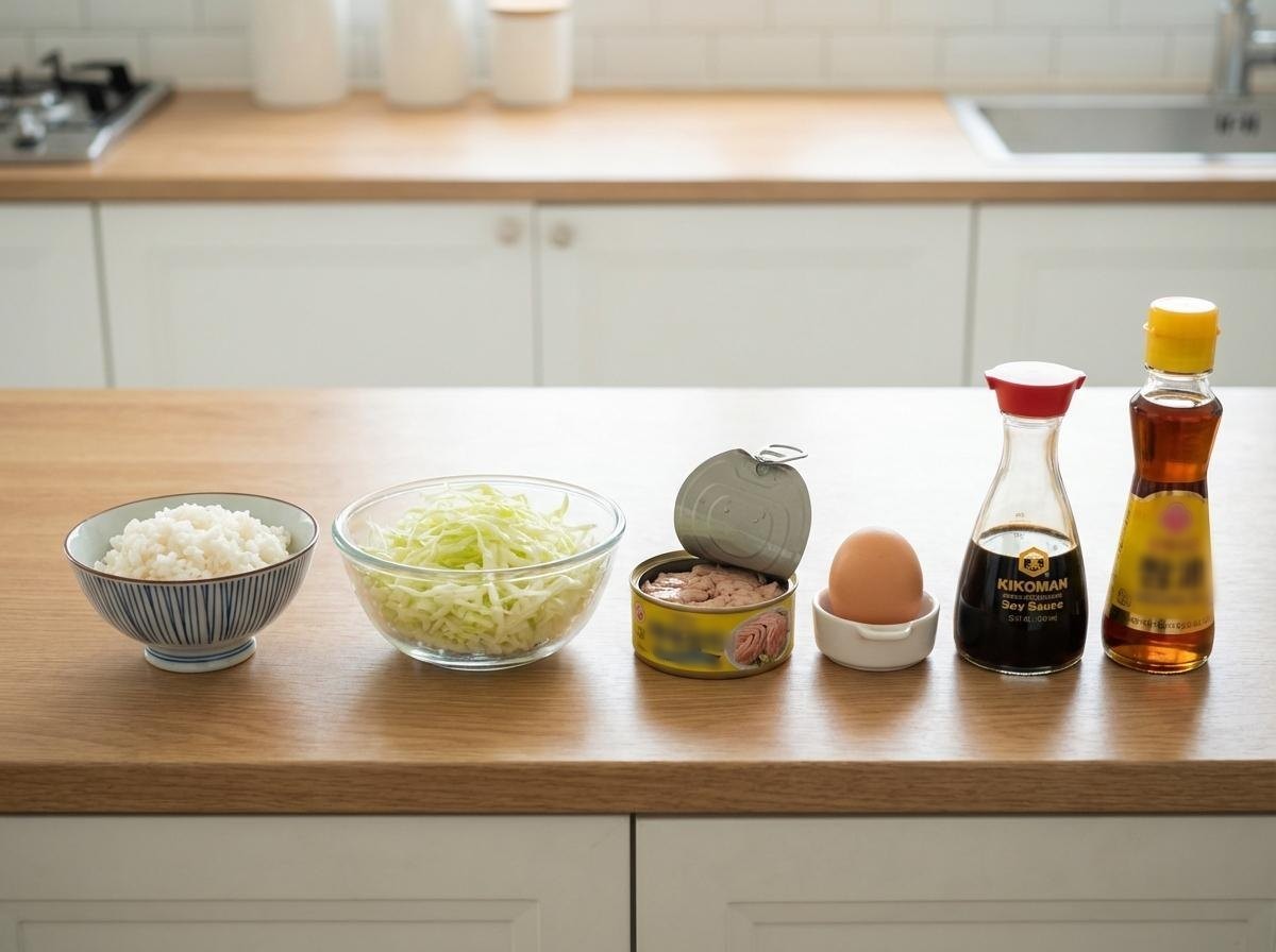 양배추 참치 덮밥 준비 재료들. 기사 내용 토대로 AI툴 활용해 제작한 자료사진.