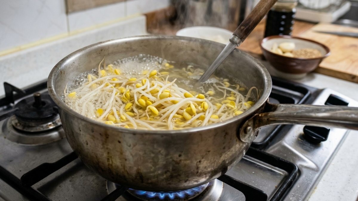 콩나물 삶는 모습 (AI로 제작)