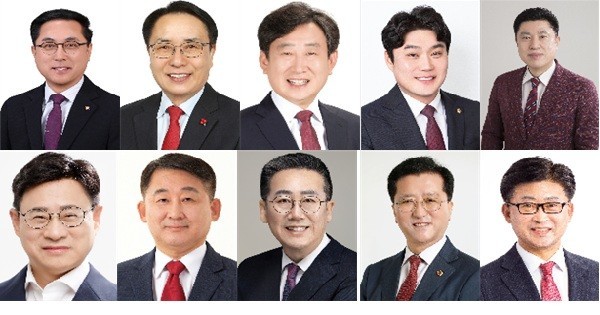 (윗줄 왼쪽부터)박희조·한현택·김경훈·김선광·김연수, (아랫줄 왼쪽부터) 이동한·서철모·김현호·조원휘·최충규/사진=국민의힘 대전시당